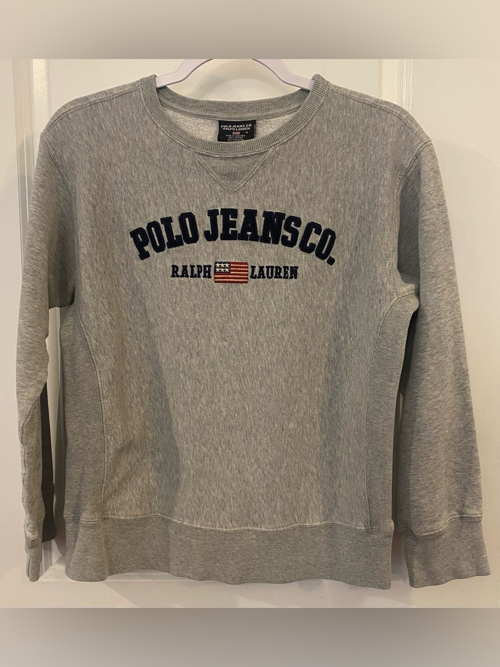 Polo Ralph Lauren Jeans Co Sweatshirt Sz M Gray  Vintage Ribbed Side Panels